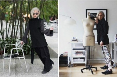 U bizlarning buvilarimiz kabi uzun yubkalar va ro'mollar tutmaydi... 63 yoshlik o'z stiliga ega ayol moda olamini zabt etmoqda