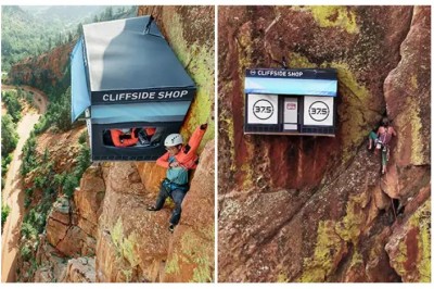 Qiziqarli dunyo: 100 metrlik balandlikda al'pinistlar uchun do'kon