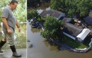 Atrofdagilar kulayotgan edi, bu kishi suv toshqiniga qarshi plastikdan to’siq qilayotganida, lekin so’ngra ular qilmishidan afsus bo’lishdi